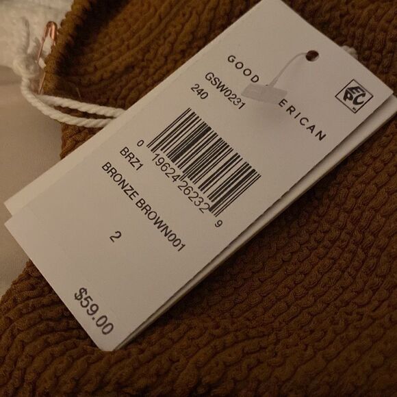 Good American Crinkle Always Fit Twist Bikini Top Size Medium NWT - Picture 7 of 8